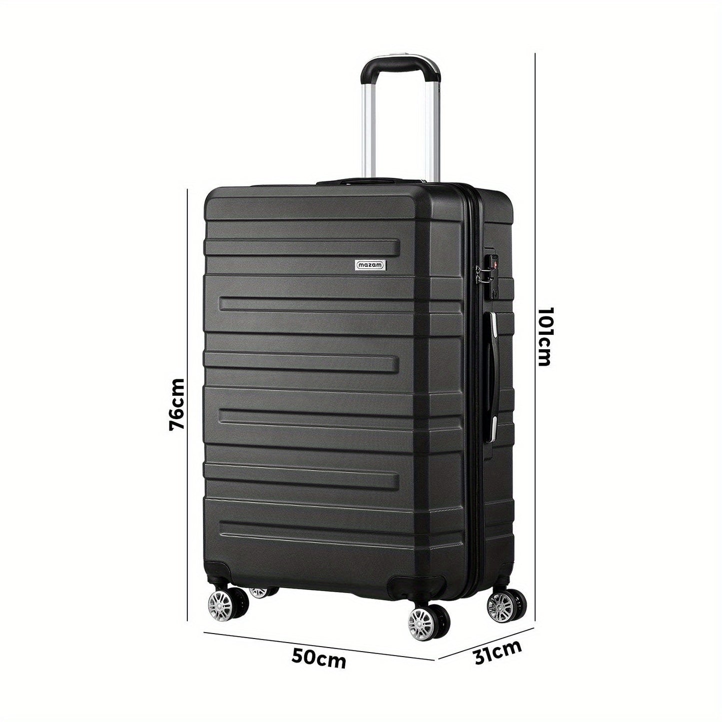 Suitcase with wheels - Travel TSA Lock - Hard Case Black