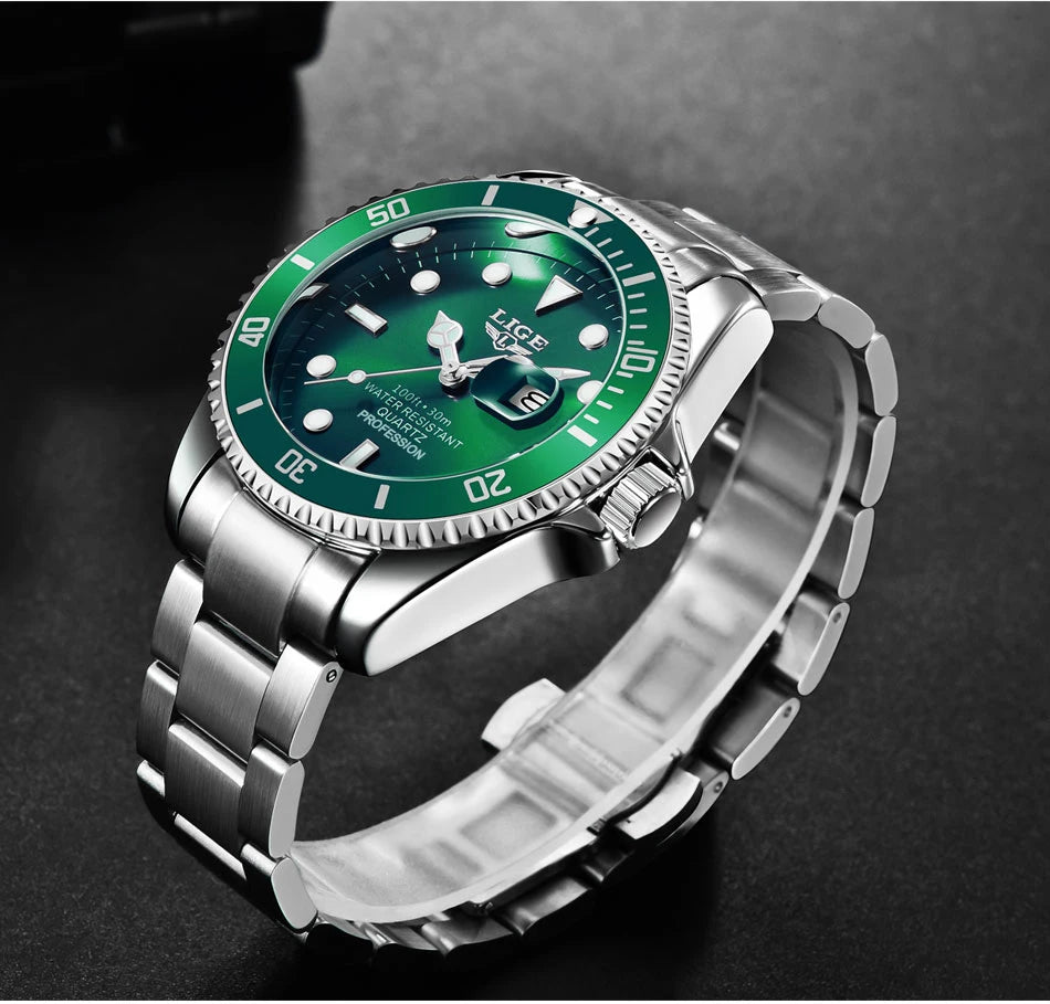 LIGE Luxury Watch Fashion Diver Men Watch 30ATM LIGE 10045