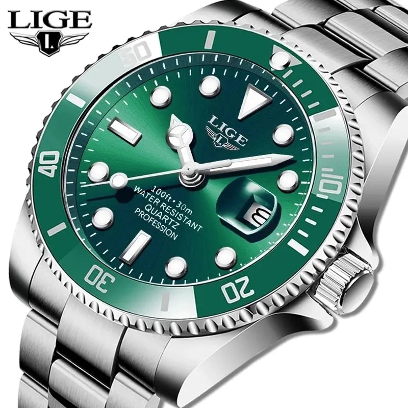 LIGE Luxury Watch Fashion Diver Men Watch 30ATM LIGE 10045